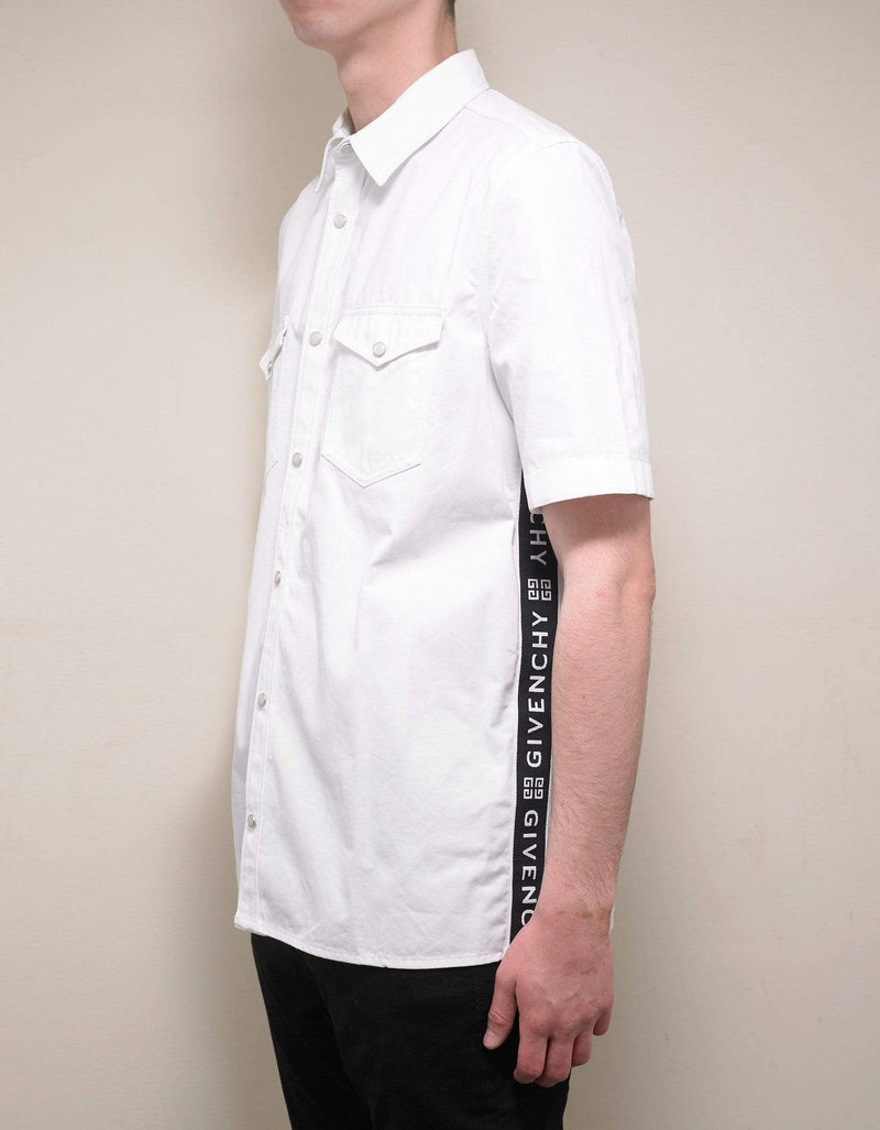 Givenchy White 4G Logo Trim Short Sleeve Shirt