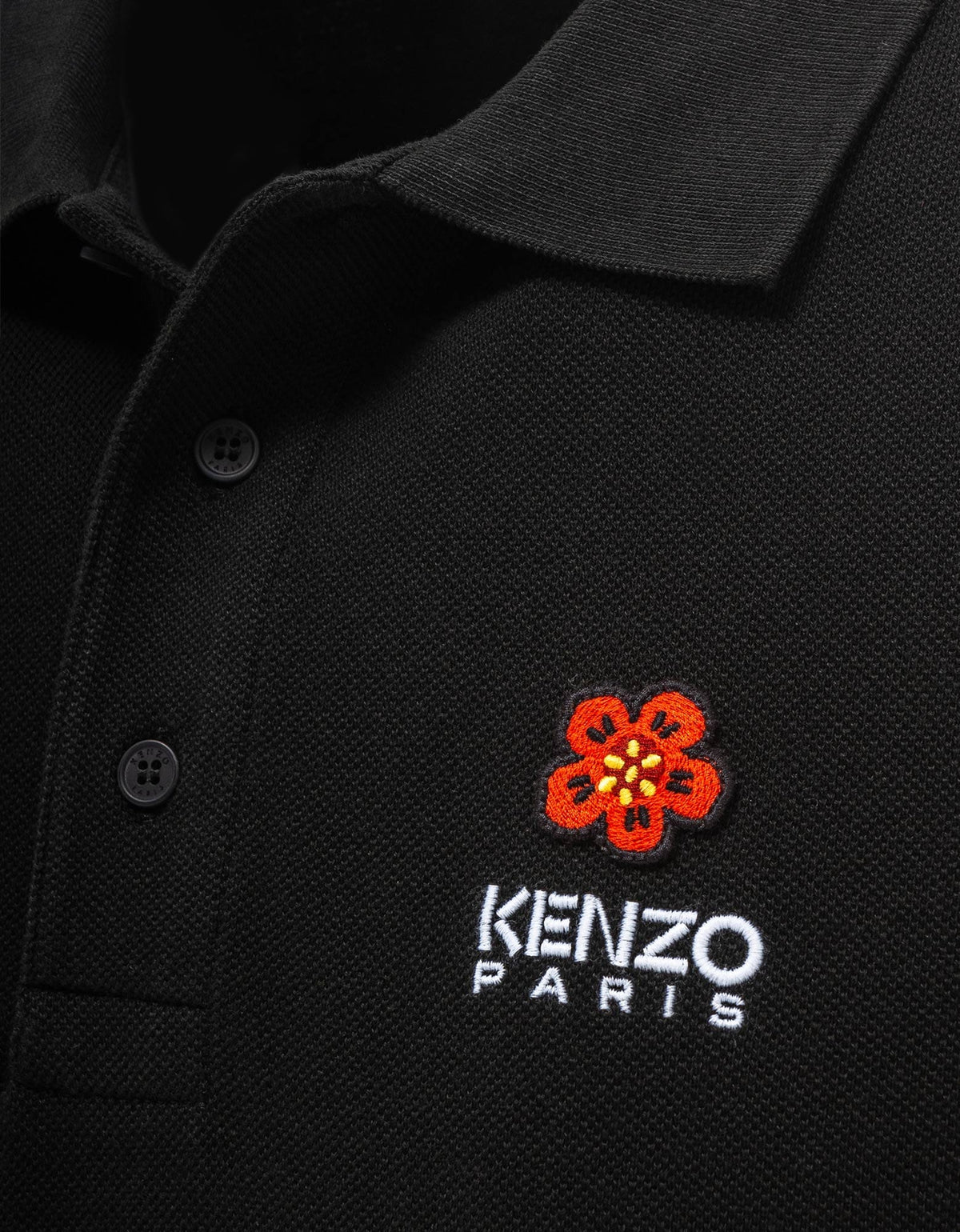 Kenzo Black Boke Flower Crest Logo Polo T-Shirt