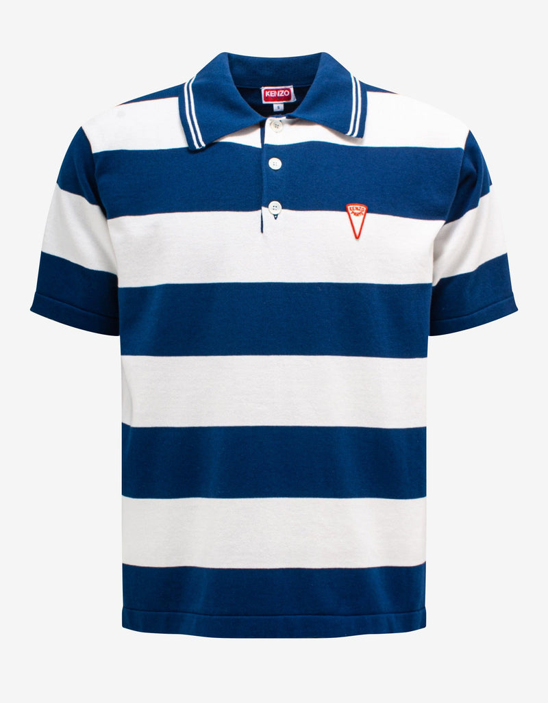 Kenzo Blue & White Stripe Polo T-Shirt