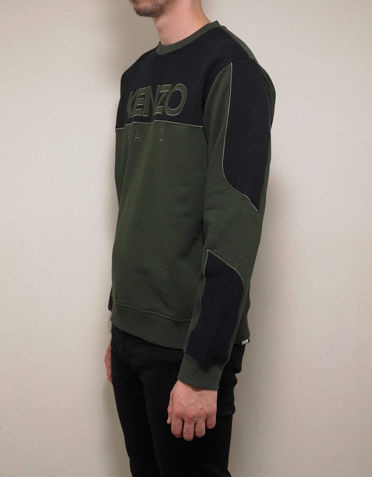 Kenzo Khaki Dual-Fabric Sweatshirt