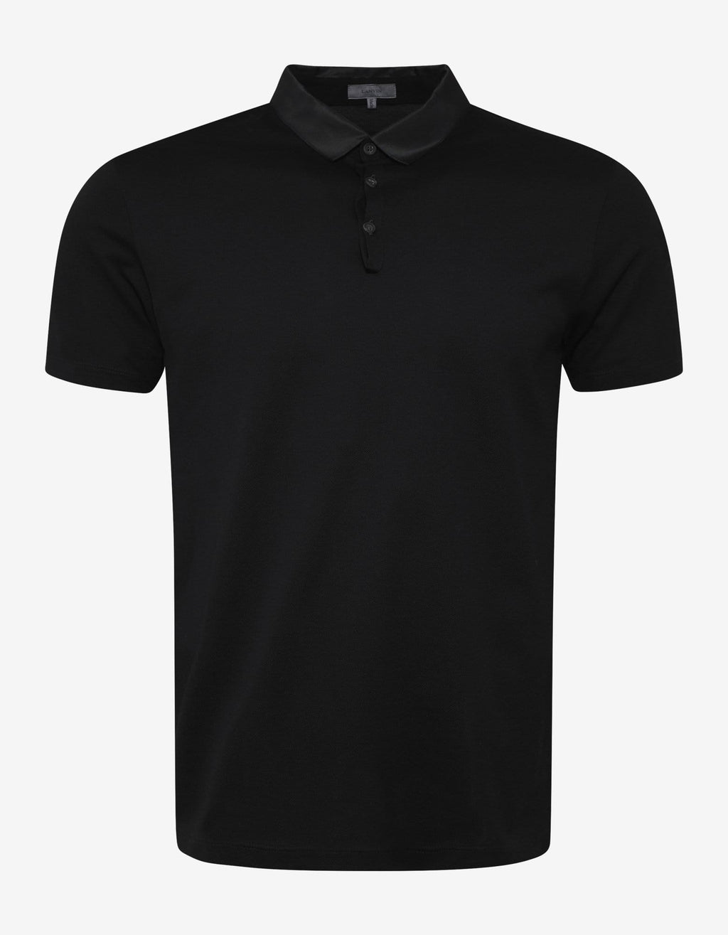 Lanvin Lanvin Black Polo T-Shirt with Grosgrain Collar