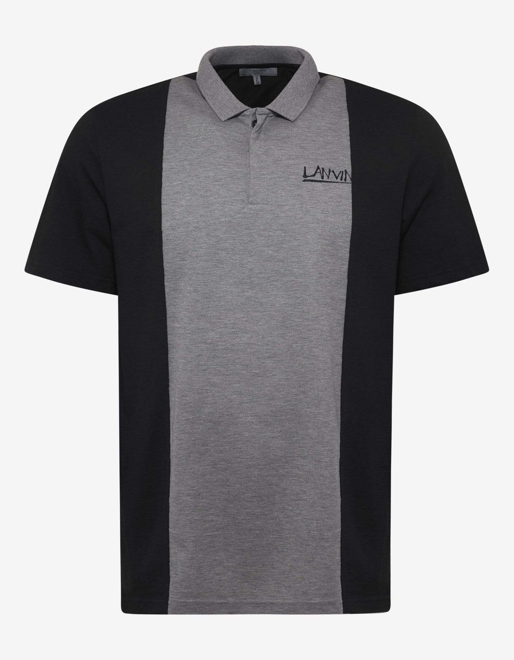 Lanvin Lanvin Grey & Black Logo Embroidery Polo T-Shirt