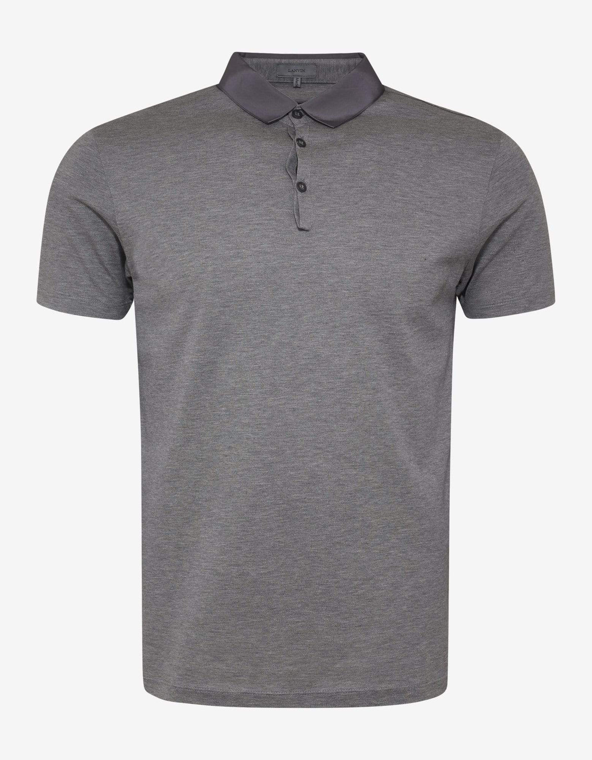 Lanvin Grey Grosgrain Collar Polo T-Shirt