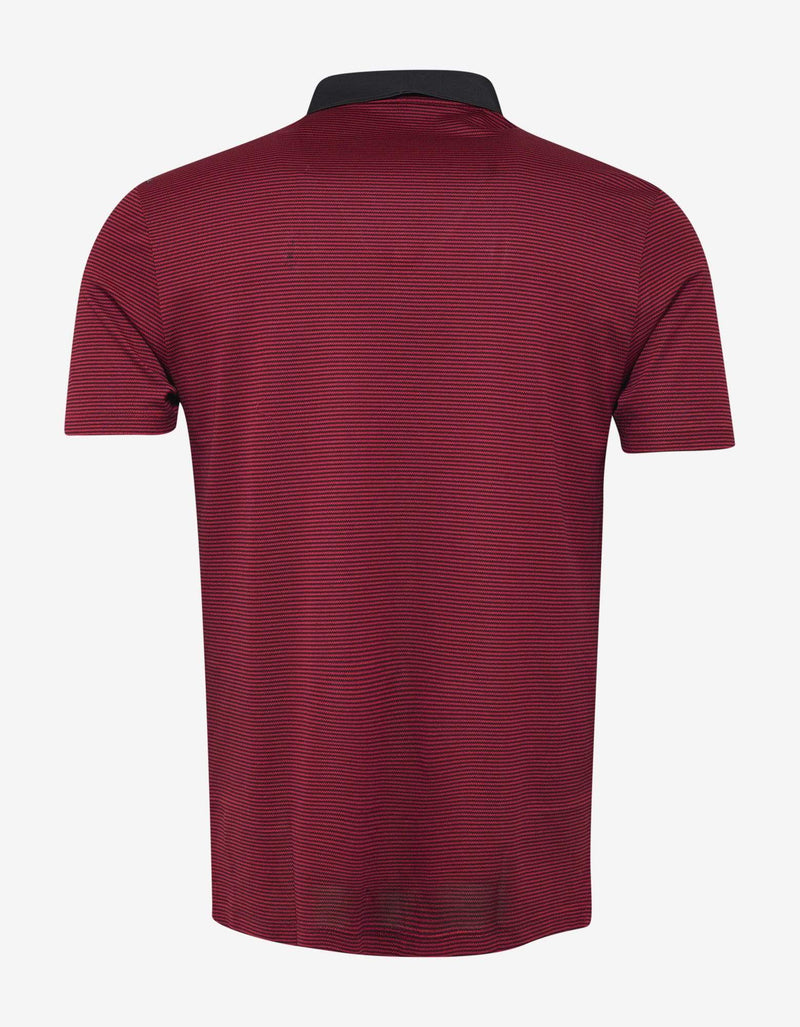 Lanvin Red & Brown Stripe Grosgrain Collar Polo T-Shirt