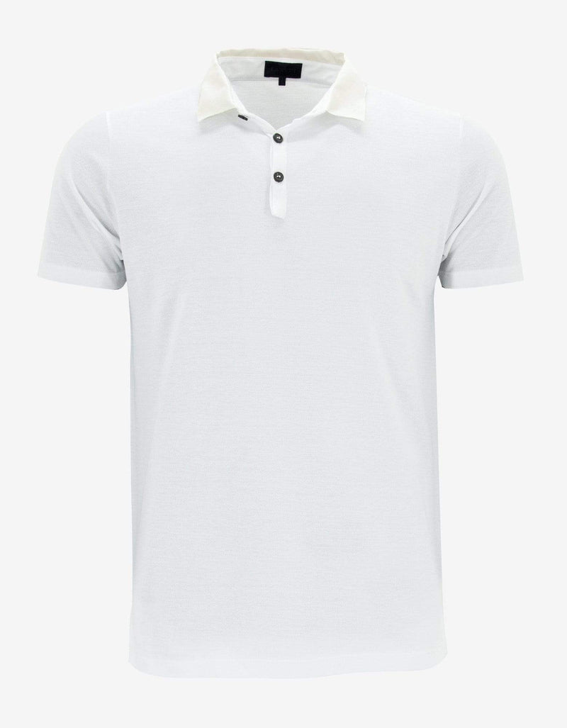Lanvin White Slim Polo T-Shirt with Grosgrain Collar