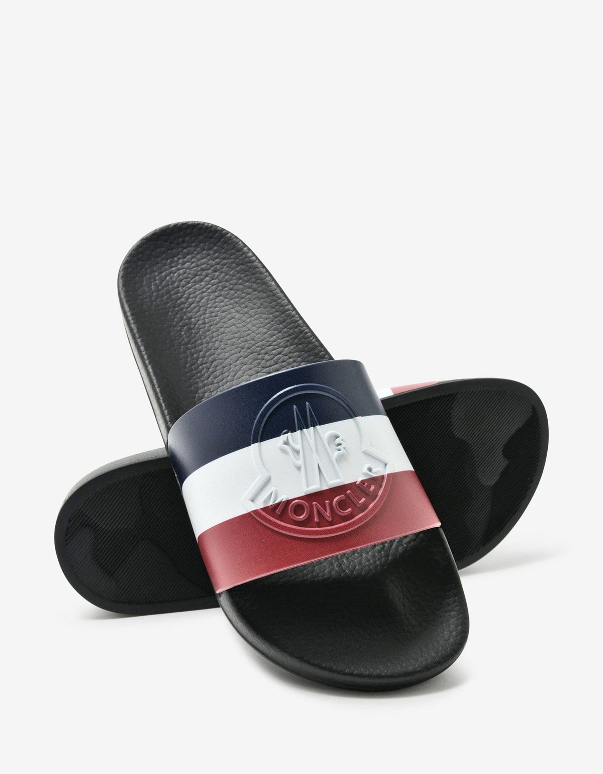 Moncler Basile Black Tricolour Logo Slide Sandals