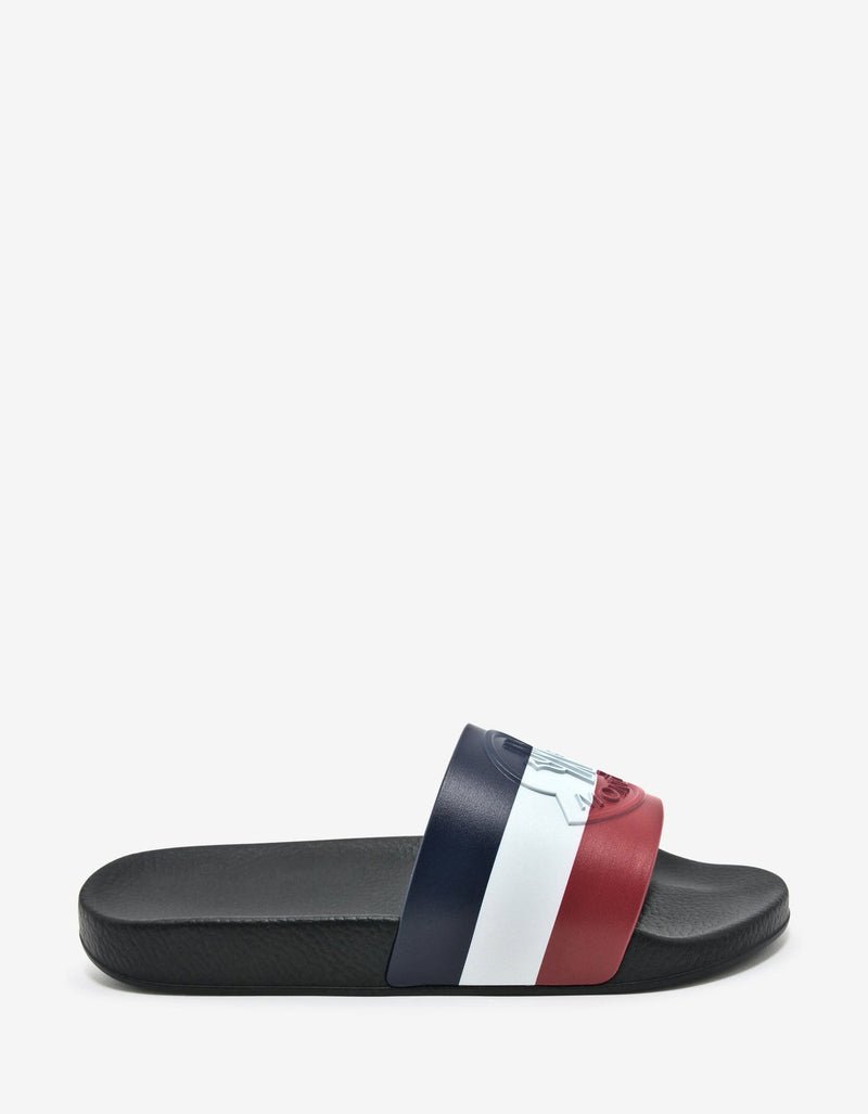 Moncler Basile Black Tricolour Logo Slide Sandals