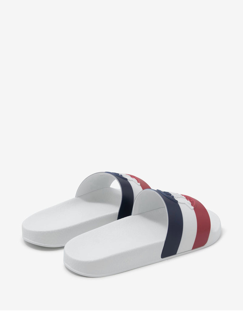 Moncler Basile White Tricolour Logo Slide Sandals