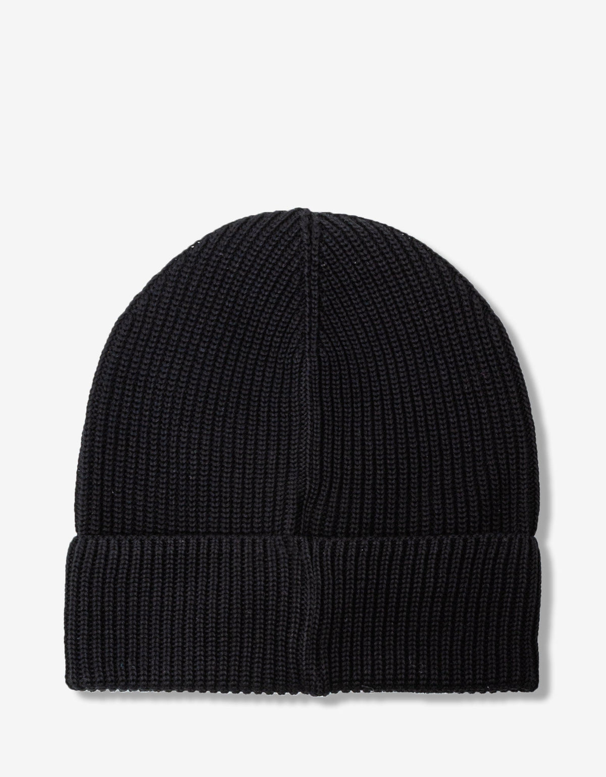 Moncler Black Ribbed Logo Beanie Hat