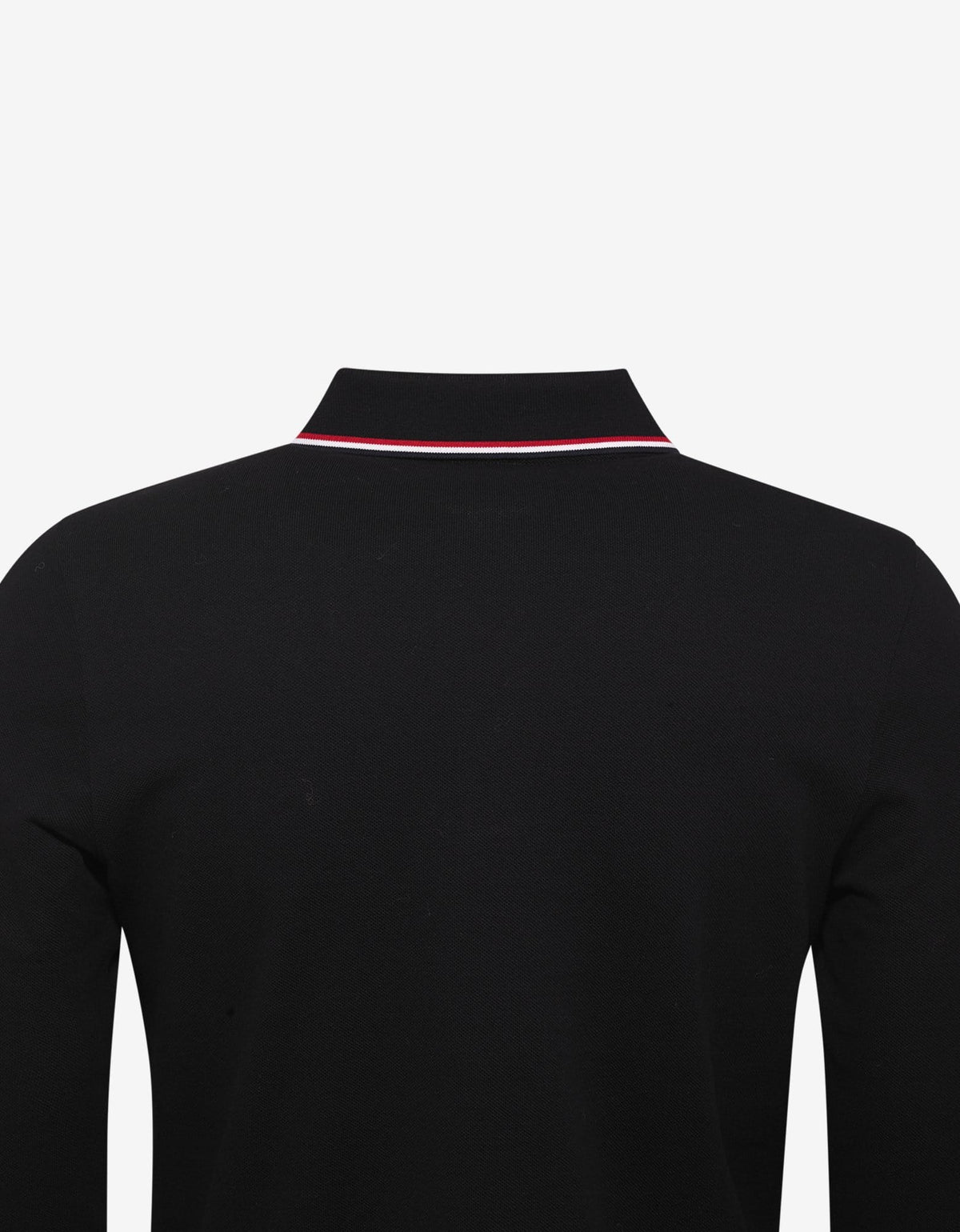Moncler Black Tricolour Trim Long Sleeve Polo T-Shirt