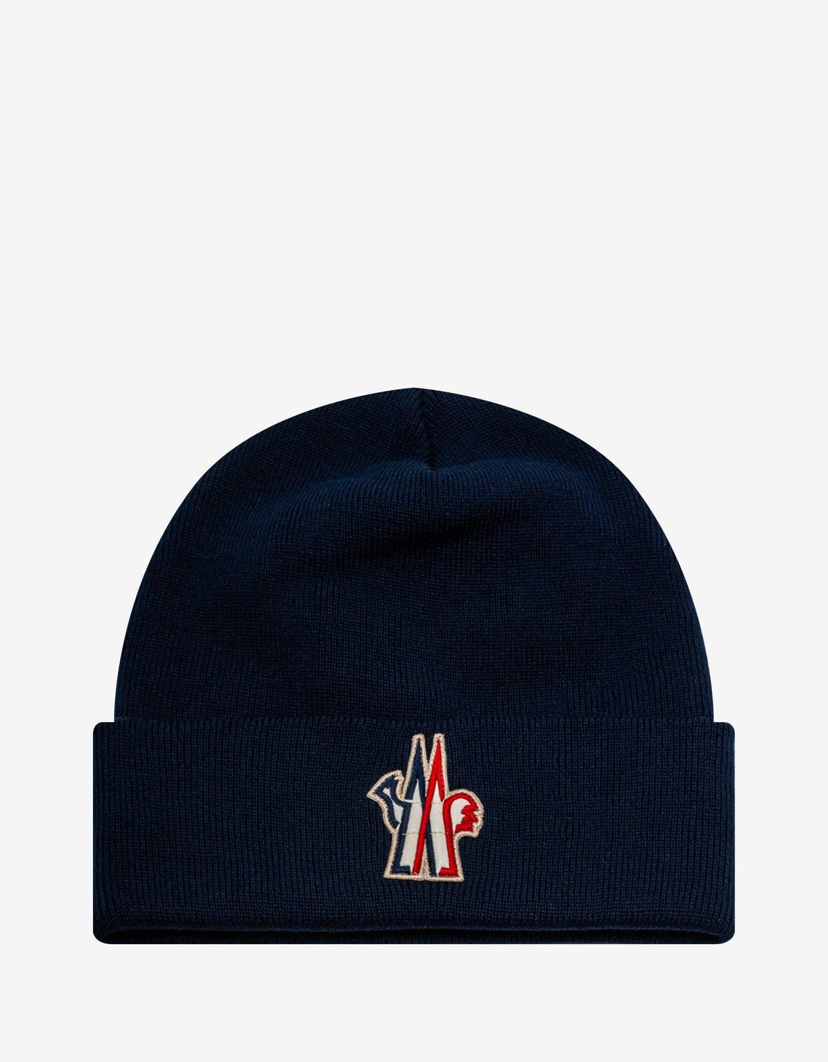 Moncler Grenoble Navy Blue Logo Wool Beanie Hat