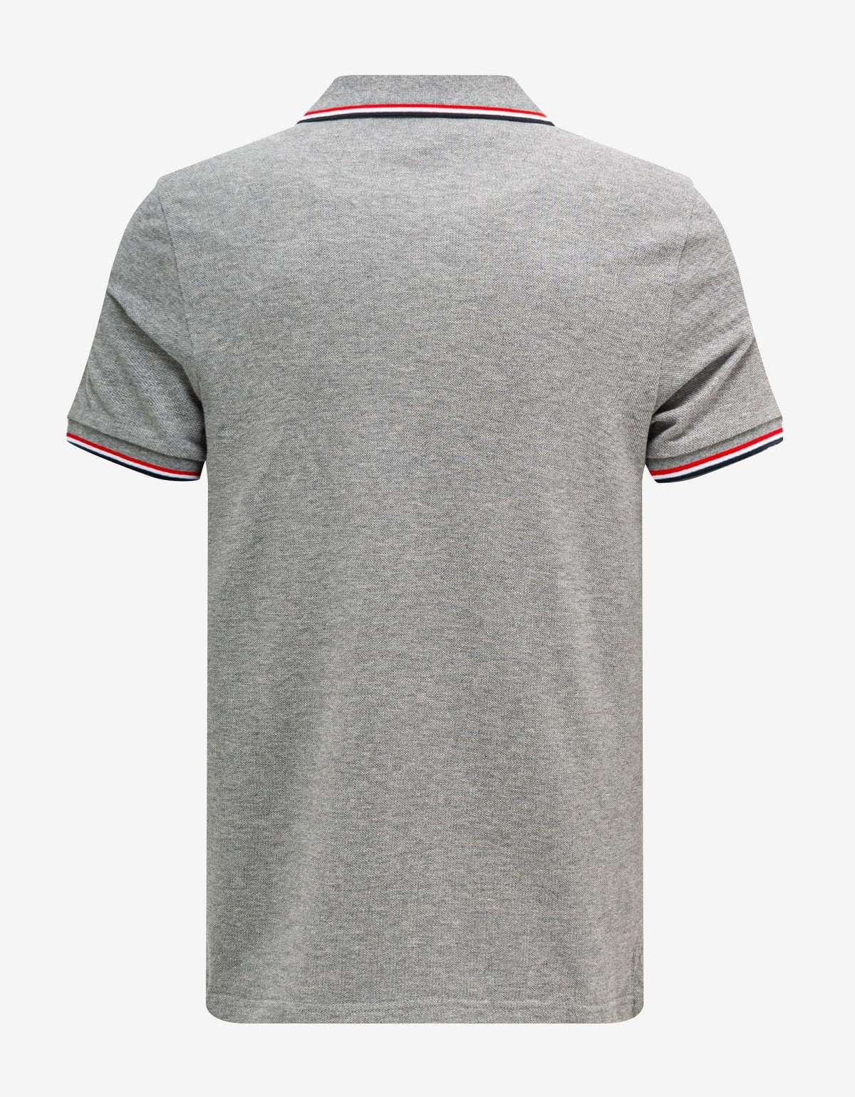 Moncler Grey Tricolour Trim Polo T-Shirt