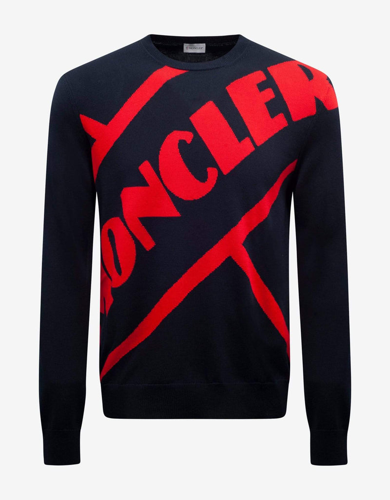 Moncler Navy Blue Logo Graphic Sweater