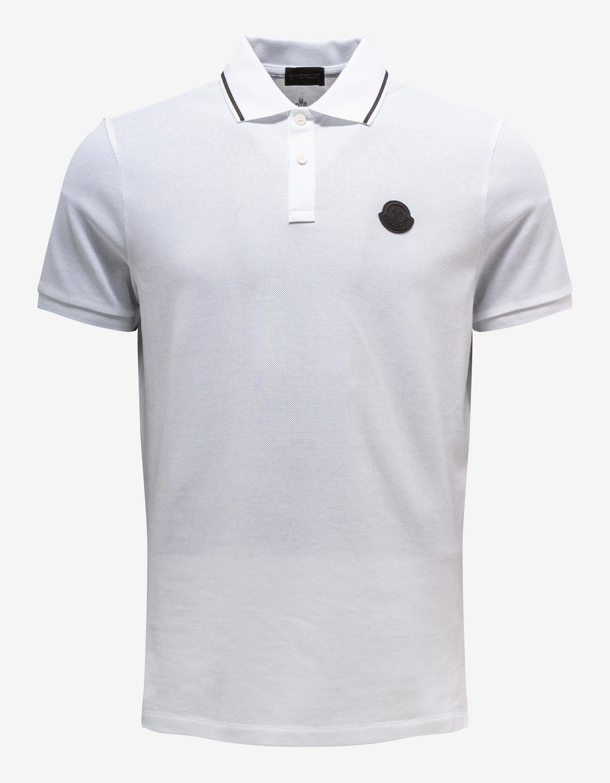 Moncler White Logo Patch Polo T-Shirt