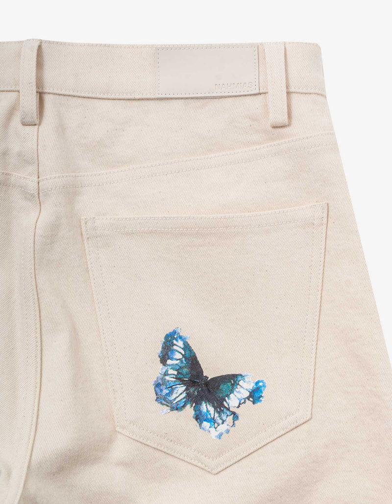 Nahmias Beige Butterfly Baggy Jeans