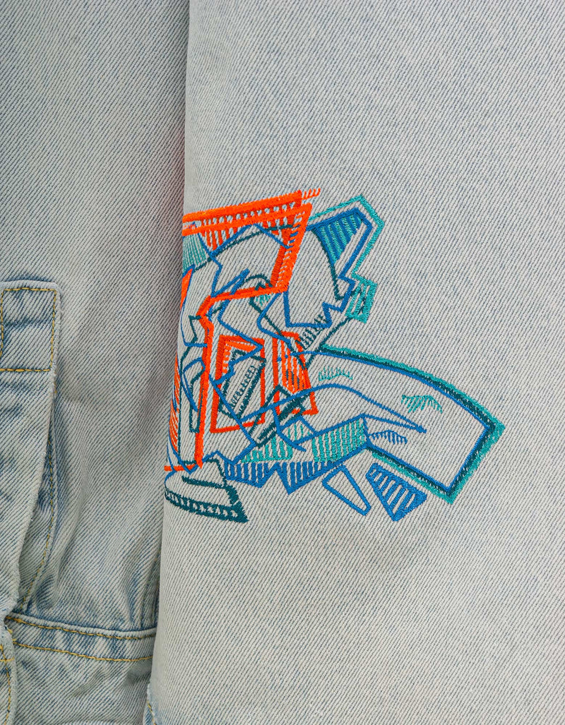 Off-White c/o Virgil Abloh Blue Graffiti Embroidery Shirt