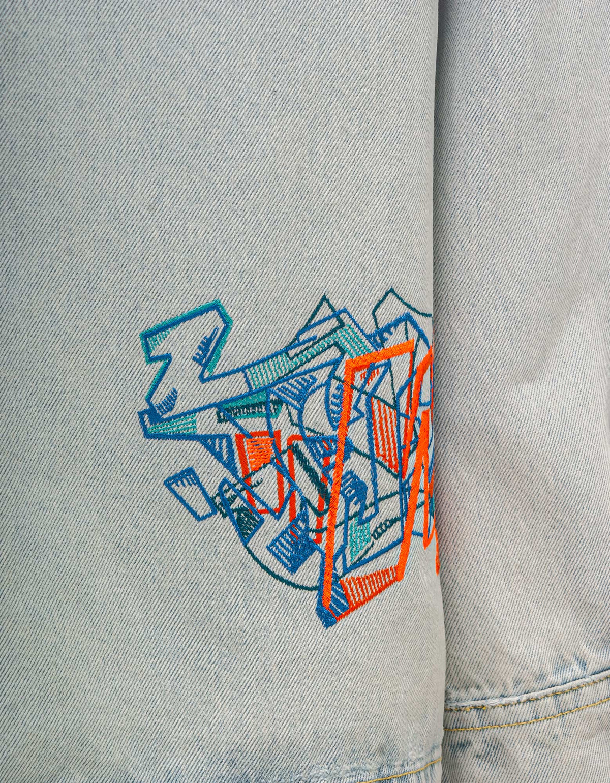 Off-White c/o Virgil Abloh Blue Graffiti Embroidery Shirt