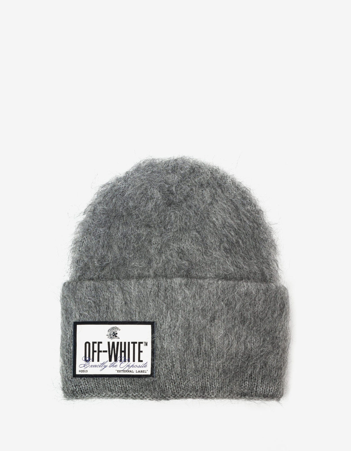 Off-White c/o Virgil Abloh Grey Wave Tag Mohair Beanie Hat