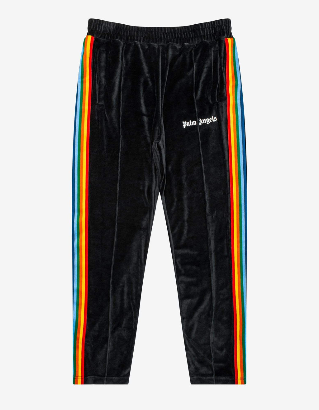 Palm Angels Palm Angels Black Chenille Track Pants with Rainbow Stripes