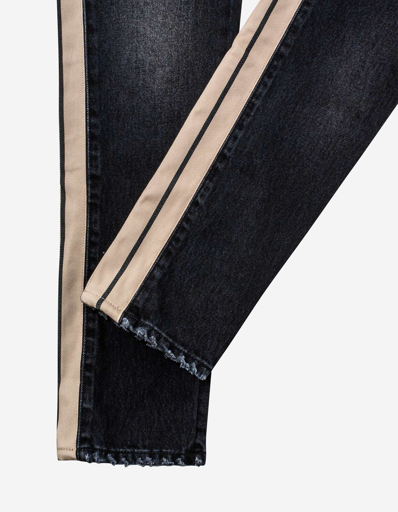 Palm Angels Black Jeans with Stripes