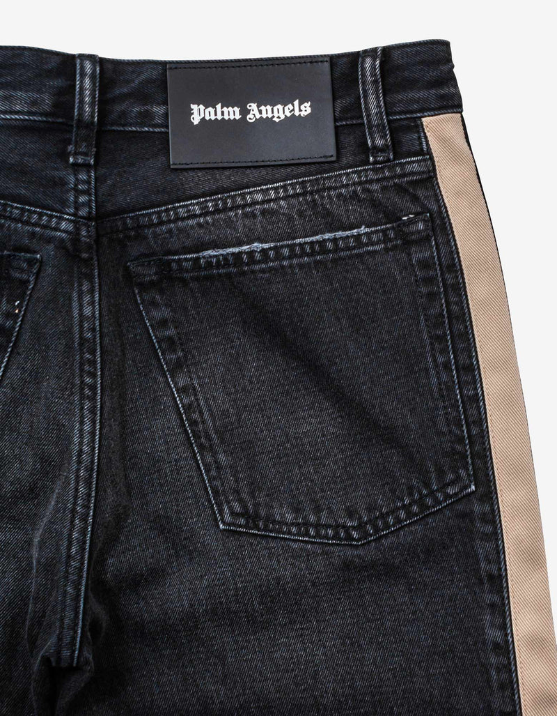 Palm Angels Black Jeans with Stripes