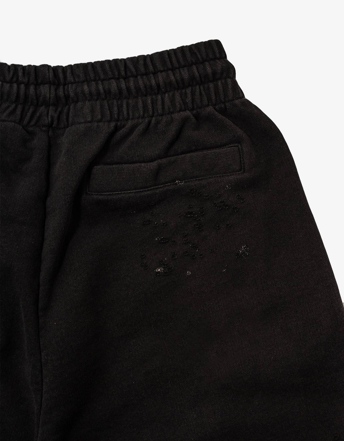 Palm Angels Black Lurex Logo Distressed Sweat Shorts