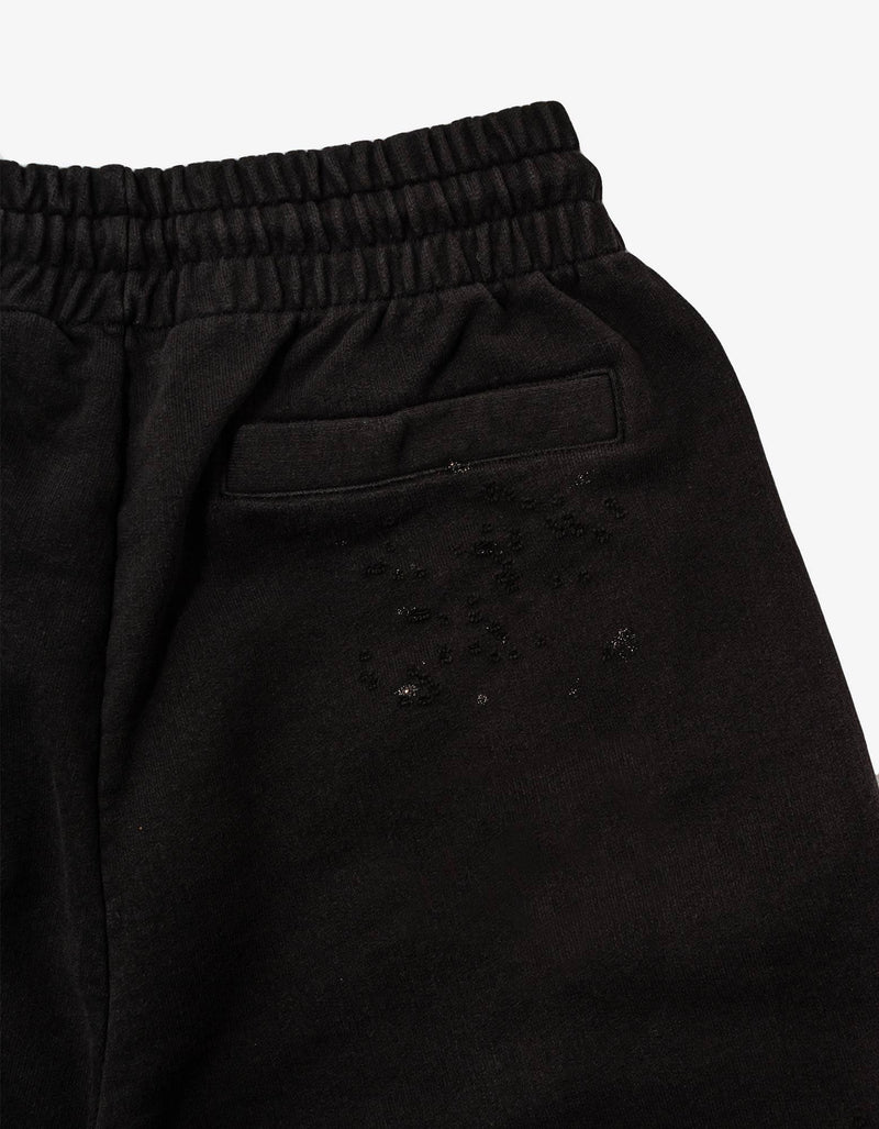Palm Angels Black Lurex Logo Distressed Sweat Shorts