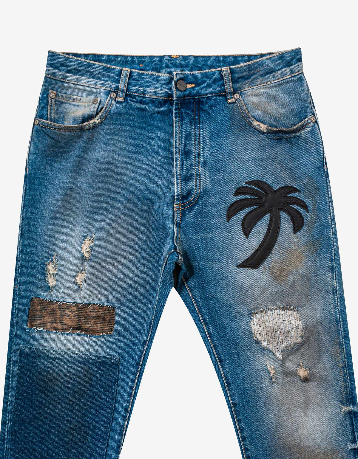 Palm Angels Blue Curved Palm Tree Regular Jeans