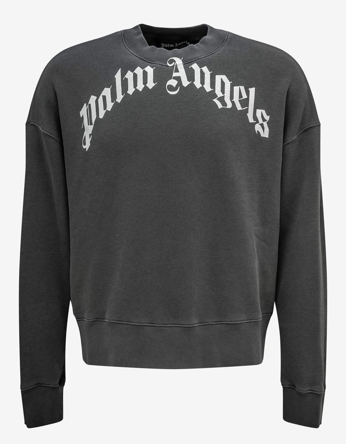 Palm Angels Grey Curved Logo Sweatshirt
