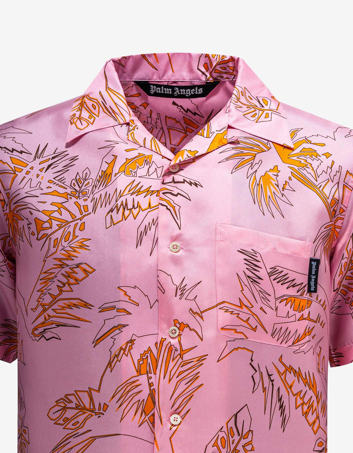 Palm Angels Pink Abstract Palms Bowling Shirt