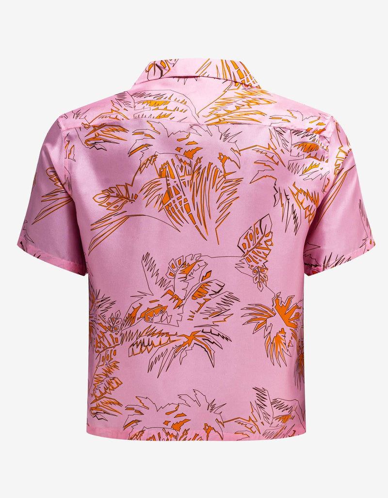 Palm Angels Pink Abstract Palms Bowling Shirt