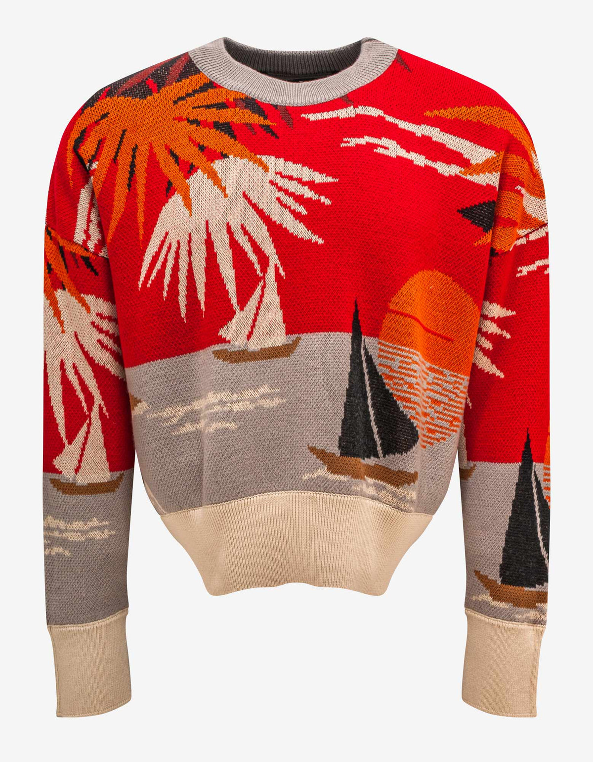 Palm Angels Red Hawaii Cropped Sweater