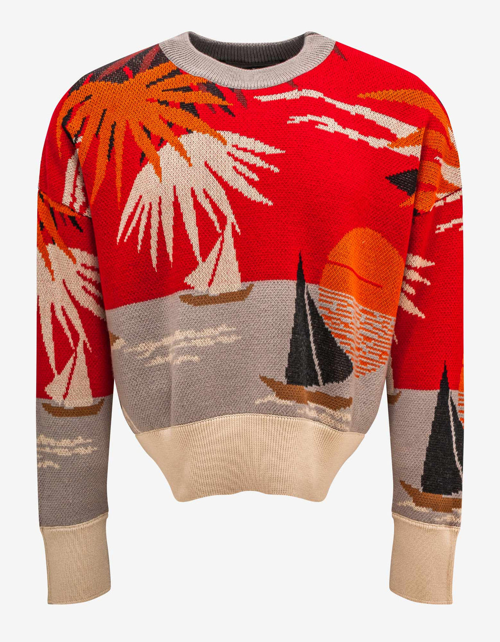 Palm Angels Palm Angels Red Hawaii Cropped Sweater