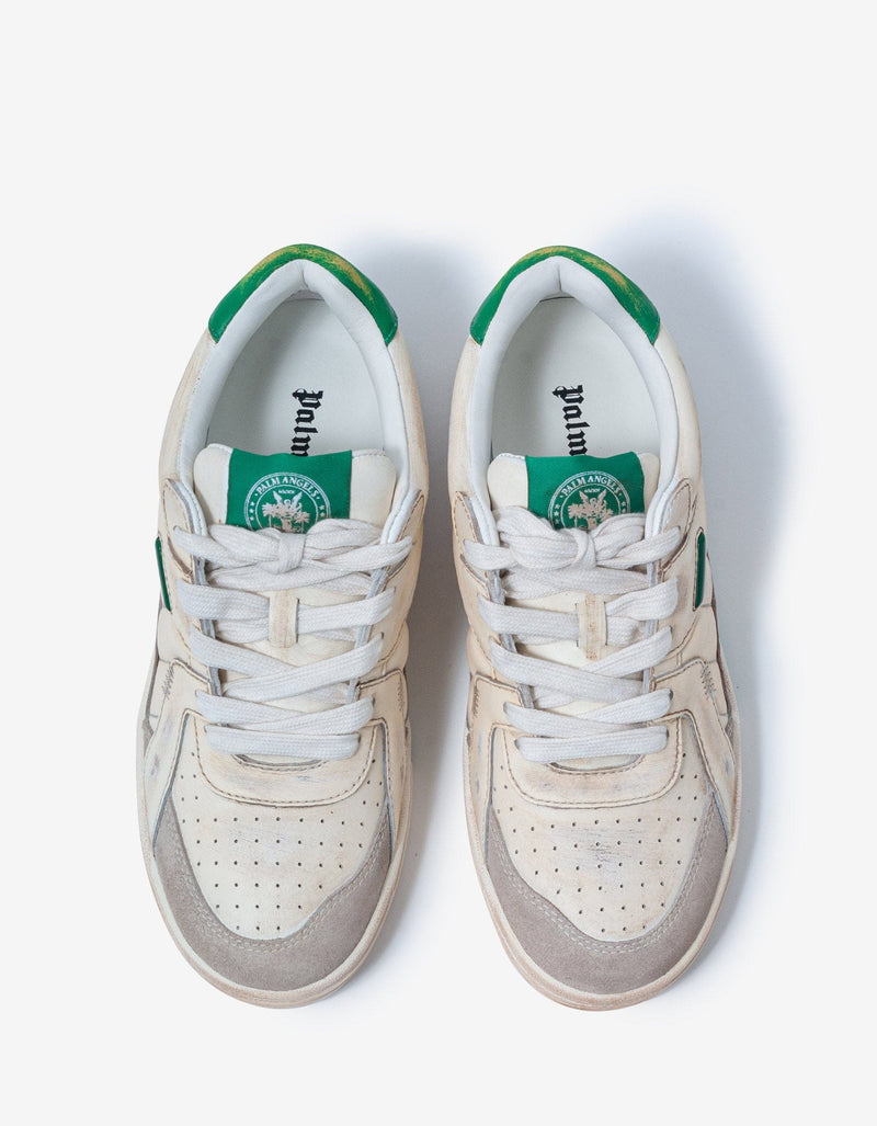 Palm Angels White & Green Palm University Trainers