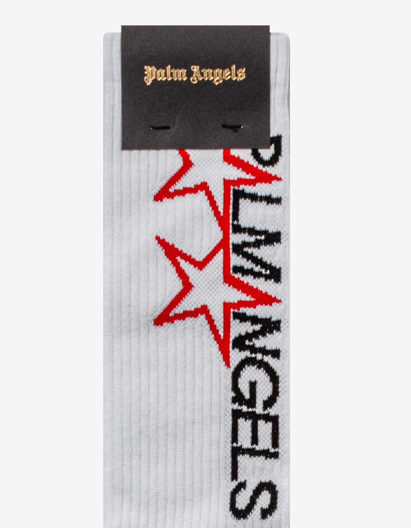Palm Angels White Racing Star Socks