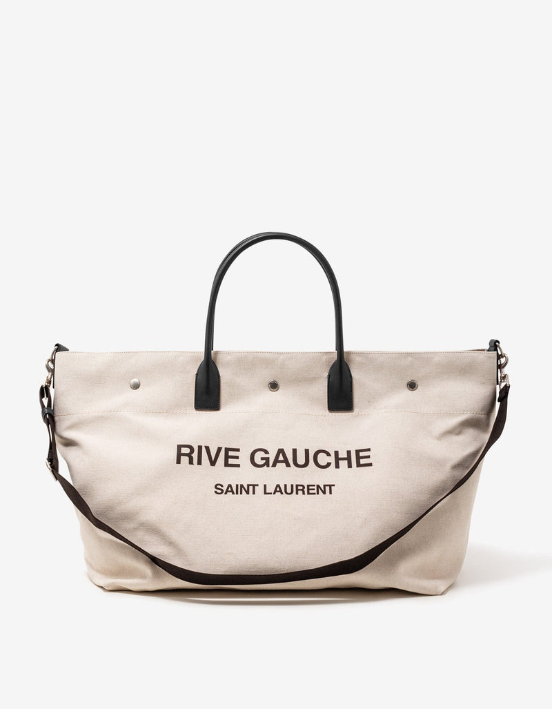 Saint Laurent Beige & Black Rive Gauche Maxi Shopping Bag