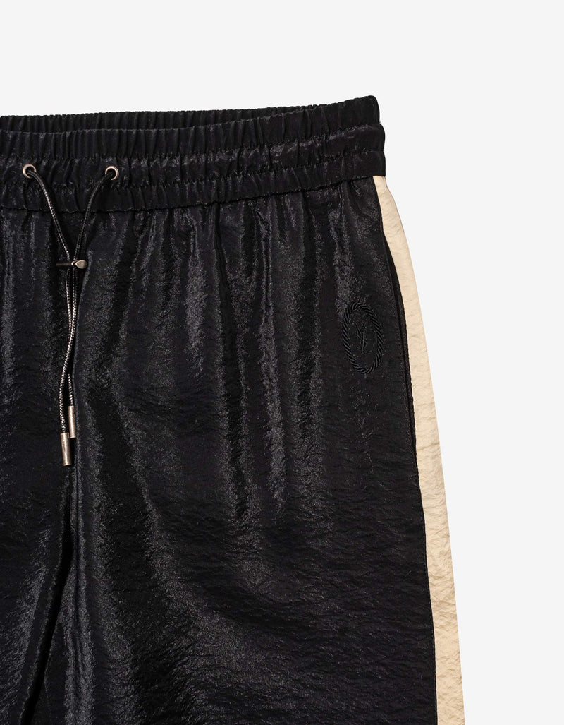 Saint Laurent Black Crinkle-Effect Monogram Sweat Pants