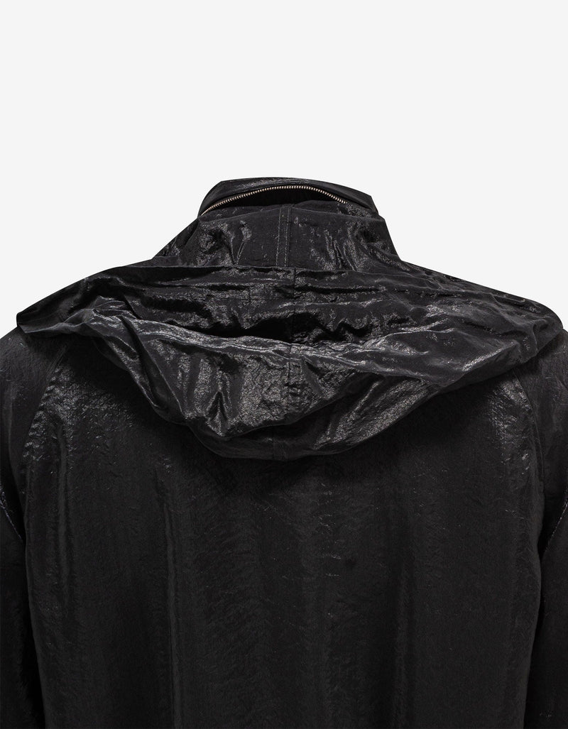 Saint Laurent Black Crinkle-Effect Monogram Teddy Jacket