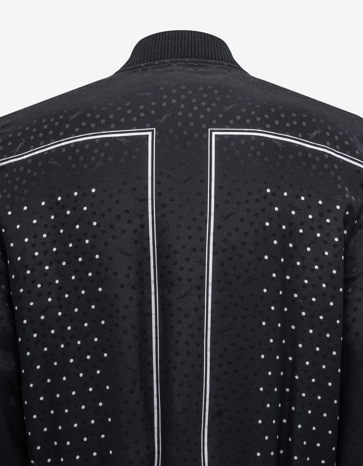 Saint Laurent Black Dot Print Silk Teddy Jacket