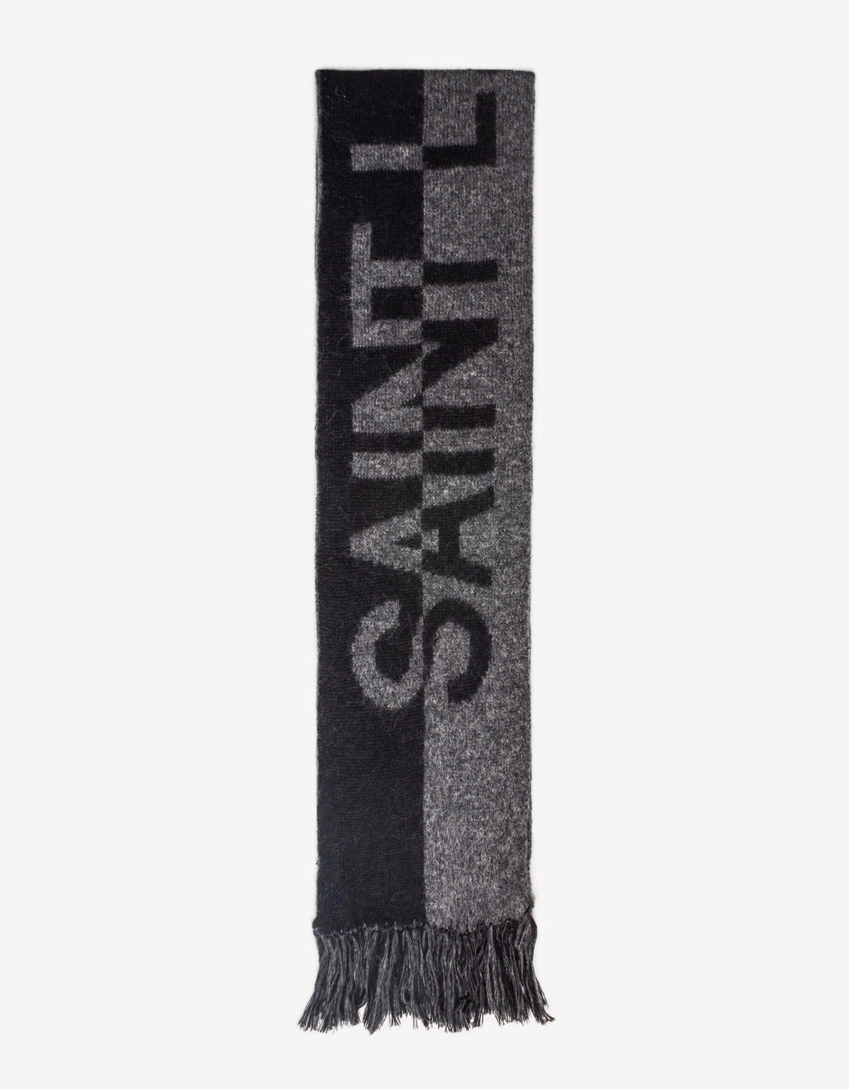 Saint Laurent Black & Grey Logo Scarf