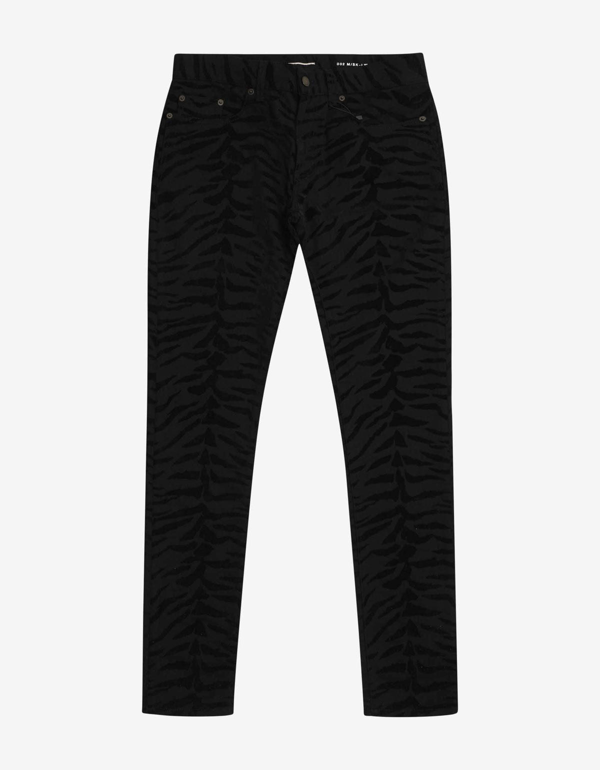 Saint Laurent Black Zebra Print Skinny Jeans