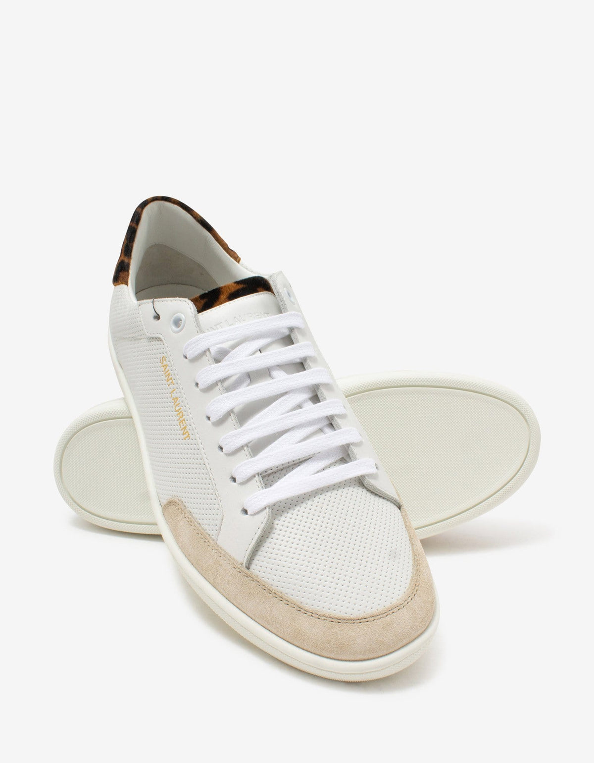 Saint Laurent Court Classic SL/10 White Perforated Leather Trainers