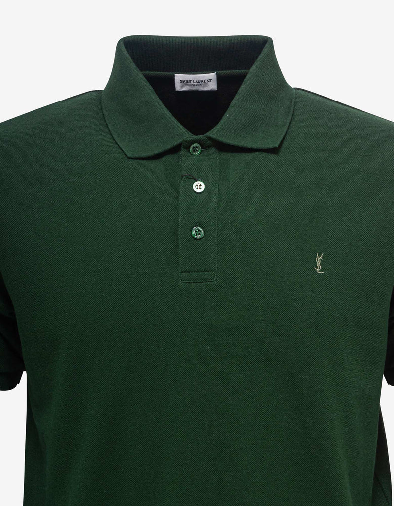 Saint Laurent Green Monogram Polo T-Shirt