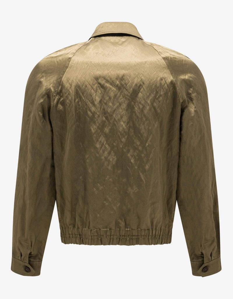 Saint Laurent Khaki Metallic Satin Teddy Jacket