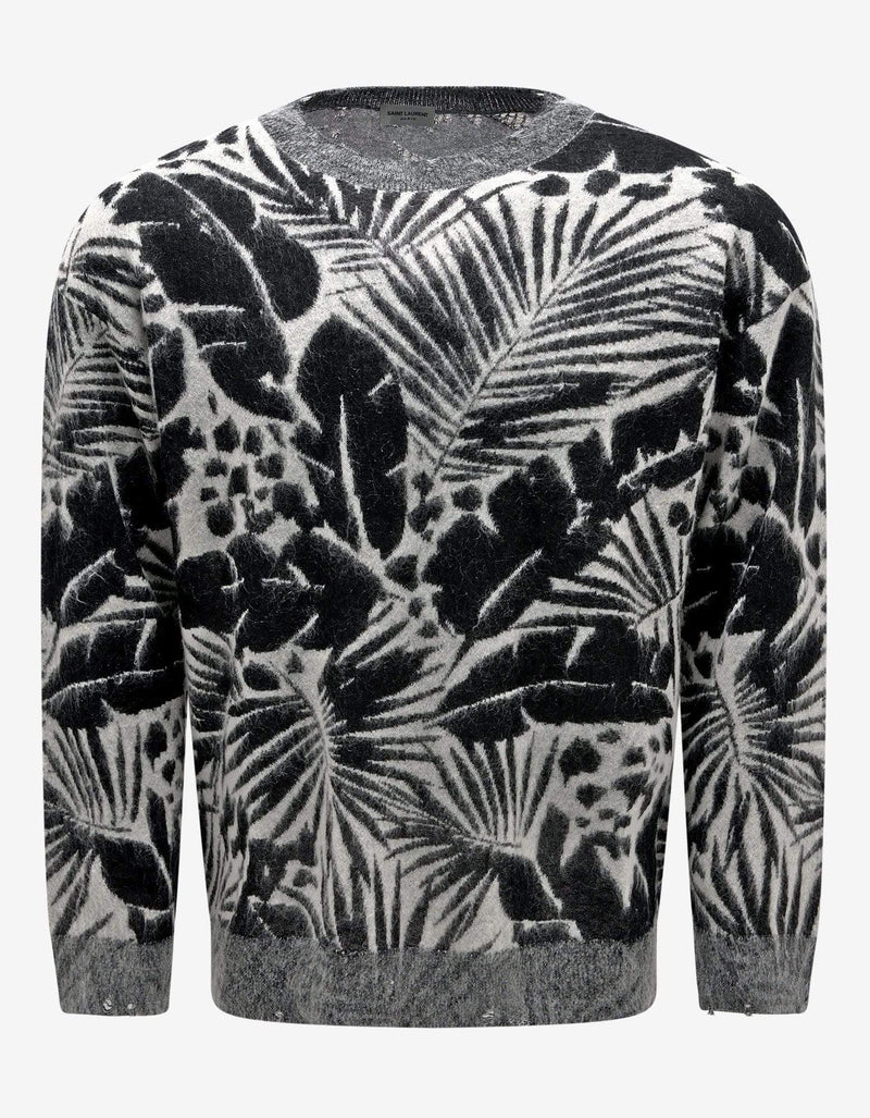 Saint Laurent Tropical Leaves Graphic Sweater