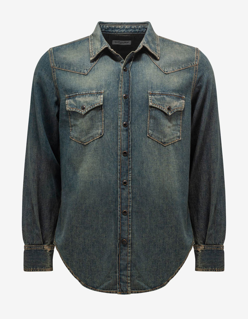 Saint Laurent Vintage Blue Western Denim Shirt
