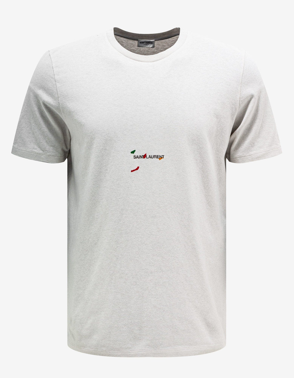 Saint Laurent White Paint Logo Rive Gauche T-Shirt