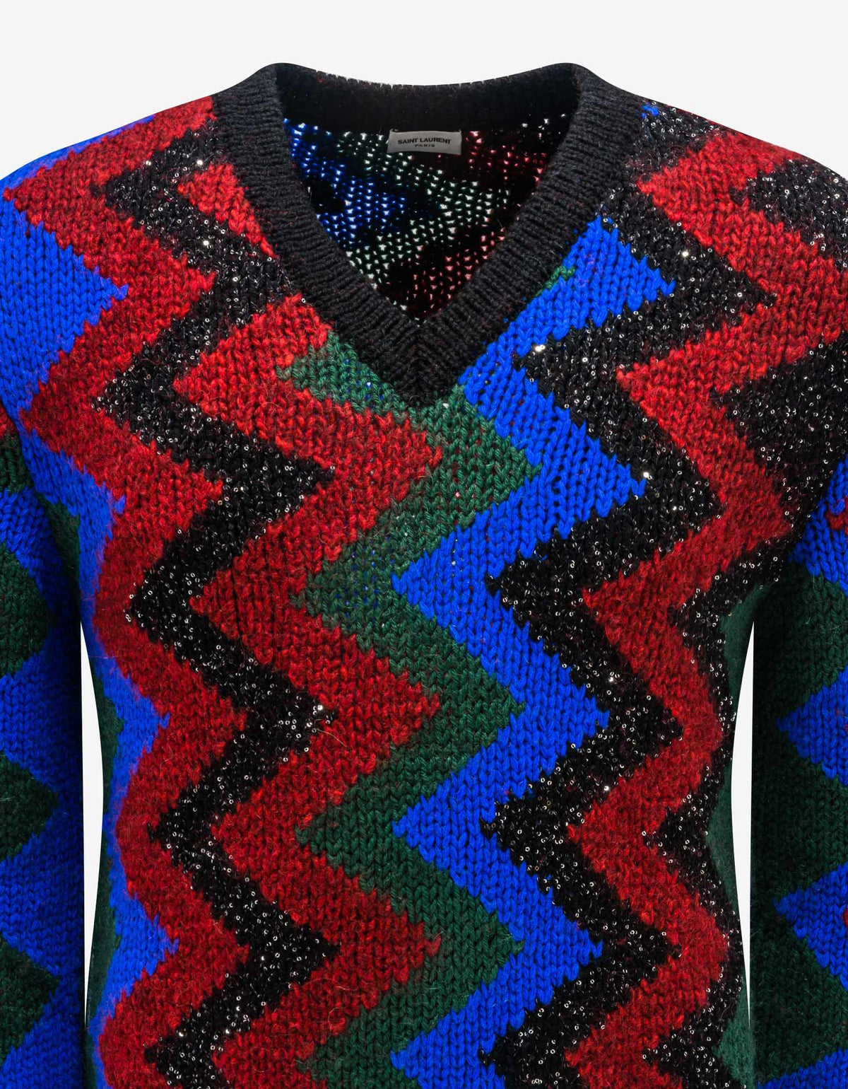 Saint Laurent Zigzag Graphic Wool-Blend Sweater