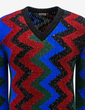 Saint Laurent Zigzag Graphic Wool-Blend Sweater