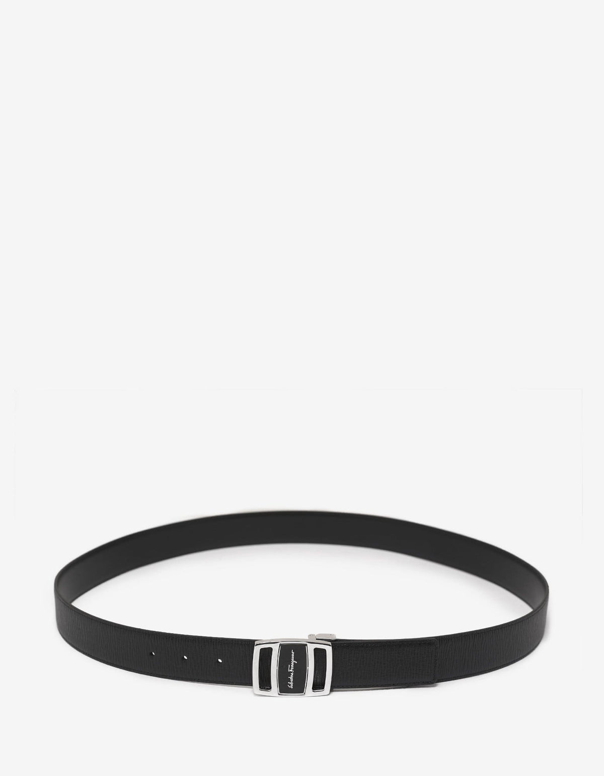 Salvatore Ferragamo Black Leather Vara Buckle Reversible Belt